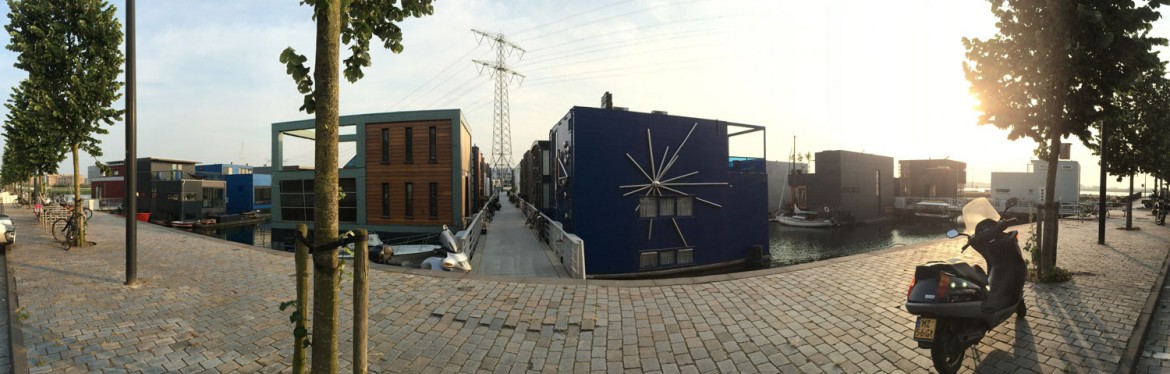 Each floating home in this part of the Ijburg has been uniquely designed
